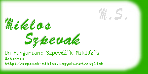 miklos szpevak business card